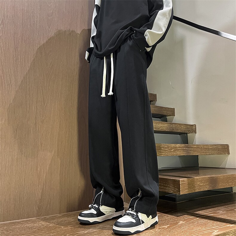 港风秋冬酷丝棉美式高街宽松休闲拉链开叉长裤男K23318-P40,男装休闲裤,星座717
