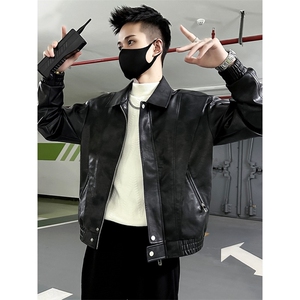 高端皮衣外套男士新款高级感痞帅机车服夹克男款秋冬PU9127图片