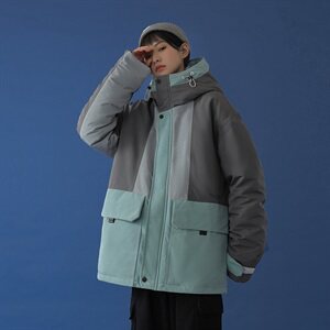 20年冬季新款撞色拼接连帽小清新羽绒服含DS-B293-A782-P245图片