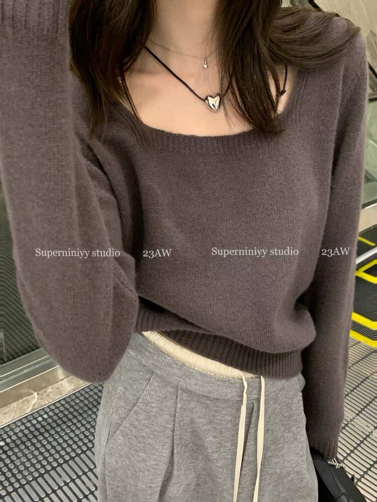 圆领羊毛衫女宽松软糯慵懒风羊毛纯色短款打底衫,女装羊毛衫,思途羊绒