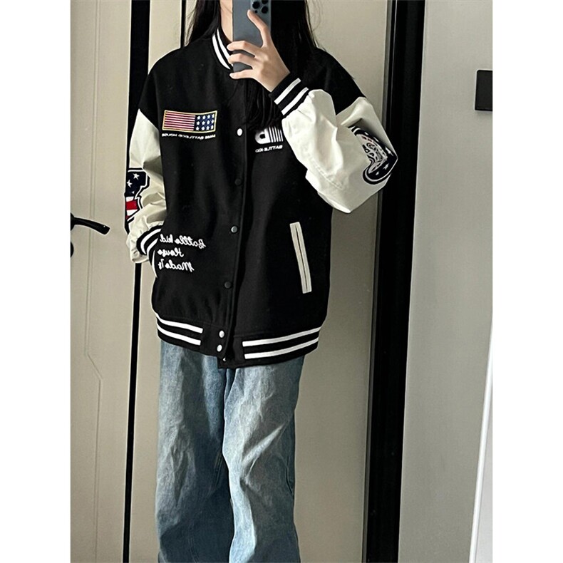 潮牌美式复古学院风棒球服外套刺绣夹克JK260特P46,男装夹克,星座908-1
