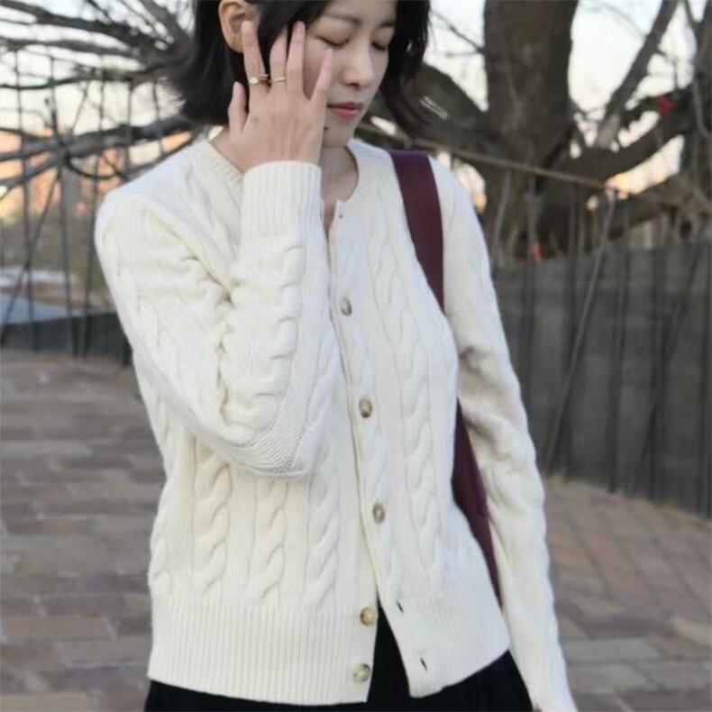 女士开衫2025年秋季单排扣长袖,针织衫/毛衣,泰沅羊绒