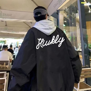 1506A/GB30/P40.9美式纯色夹克棒球服男春秋潮流情侣新款外套图片