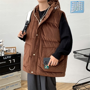 冬款加棉宽松连帽棉服港风马甲背心棉衣外套男士 8130-P95控价118图片