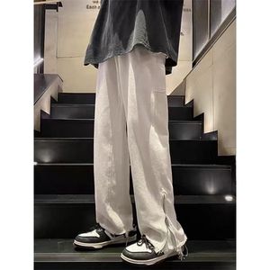 AK1940-P52美式复古拉链百搭潮流毛边休闲牛仔裤图片