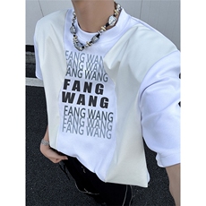XZ1005-1-TTH0046-批48-设计款垫肩拼接短袖T恤，男装T恤，星座1005-1