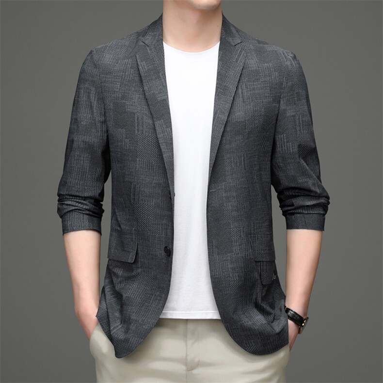 休闲西装男外套宽松薄款中年商务休闲男士西服上衣2023春秋季新款,男装西服,电商B212（原钱塘6029）
