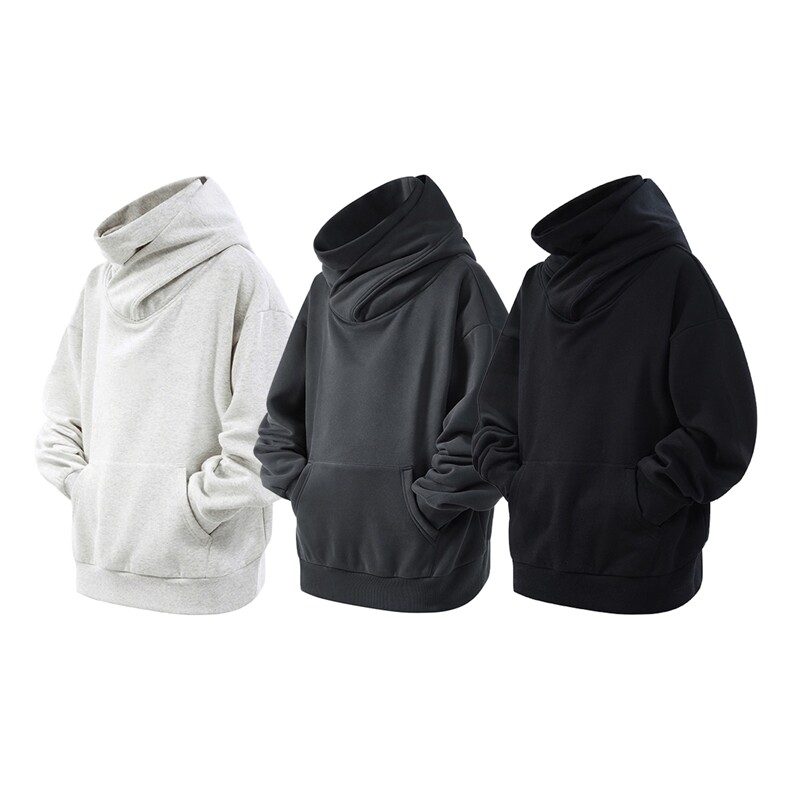 抖音得物二开美式高街重磅宽松结构工艺防风高领连帽卫衣外套W67，男装卫衣，电商A486