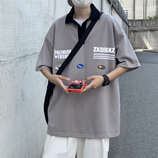 2023夏季新款韩版宽松韩版五分袖日系POLO衫休闲上衣T1238-P30，男装Polo衫，星座512-3