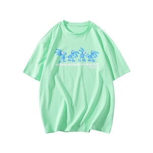 得物抖音 40支双纱高品质半袖字母印花纯短袖T恤男女 T7229-P40图片