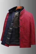 唐装毛领羽绒服套装风90白鸭羽绒服可脱卸内胆外套TF823-P235，男装羽绒服，星座1105-3
