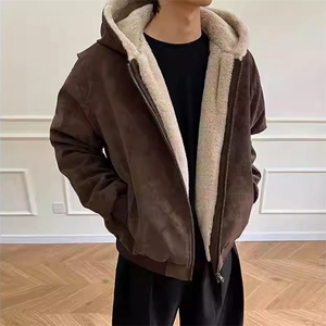 现货高品质美式冬季重磅座山雕大毛毛领pu皮棉衣男女加厚外套图片