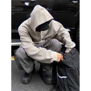 网图有货 条纹开衫连帽卫衣男女宽松休闲长袖外套上衣 A909-P55图片