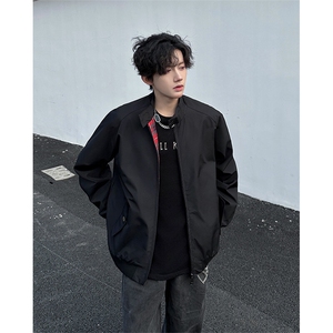 8XL-M美式复古棒球服外套男特大码潮牌双拉链立领夹克衫JK005P85图片