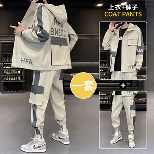 秋季男士套装休闲运动服帅气搭配一套工装夹克外套 D05/90图片