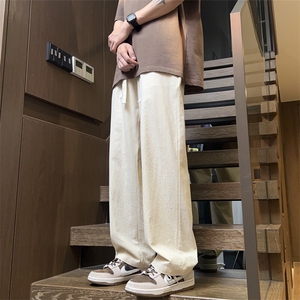 夏季纯色休闲裤男薄款棉麻长裤宽松直筒拖地裤 K776-P40 控58图片