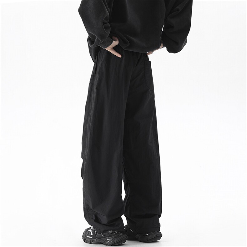 美式褶皱加绒伞兵弯刀宽松直筒运动休闲裤XZ225-3-CK11-P65控89,男装休闲裤,星座225-3