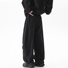 美式褶皱加绒伞兵弯刀宽松直筒运动休闲裤XZ225-3-CK11-P65控89，男装休闲裤，星座225-3