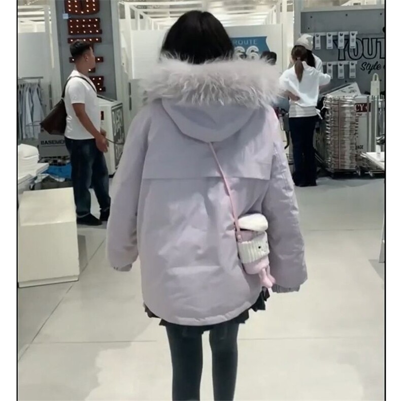 紫色毛领棉服2025新款韩系宽松工装派克服棉袄外套N8256-P115网图,男装棉衣,电商B245
