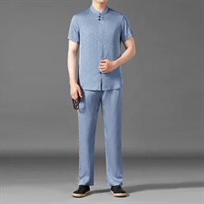 中老年男棉麻短袖中式唐装男风夏季亚麻套装MJ7226-P105，男装民族服装，星座1105-3
