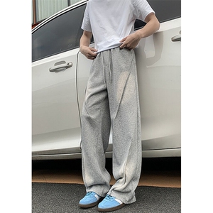 复古设计感休闲裤子男女宽松垂感直筒运动卫裤渐变裤 KM36图片