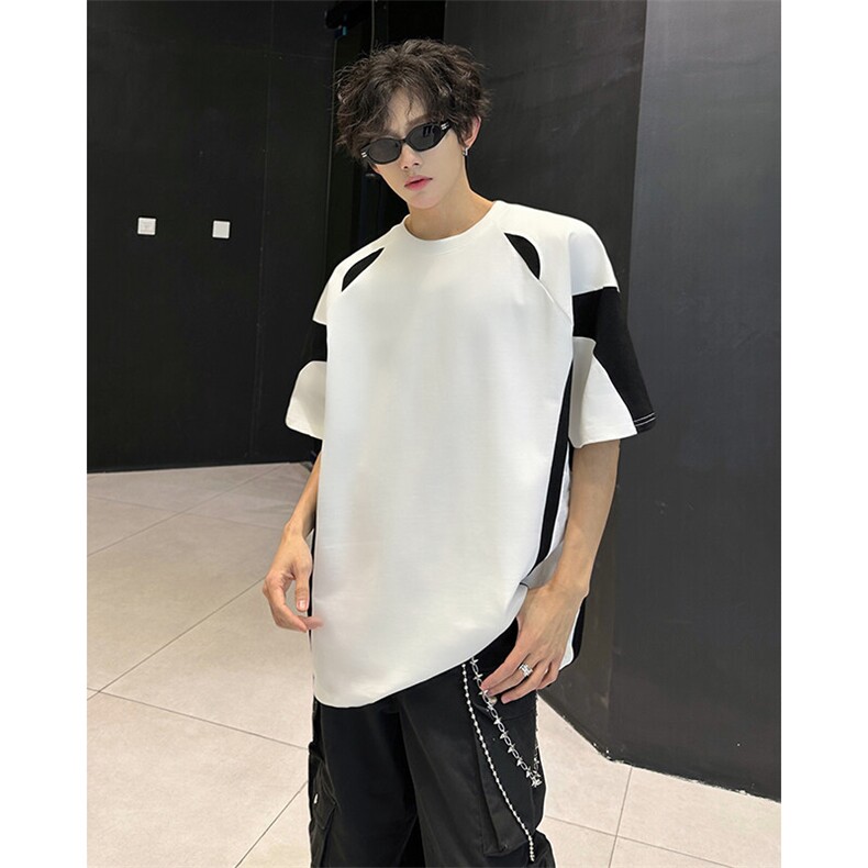 得物抖音品质二开240克纯棉宽松美式高街痞帅潮牌短袖T恤DT50,男装T恤,电商A486-1