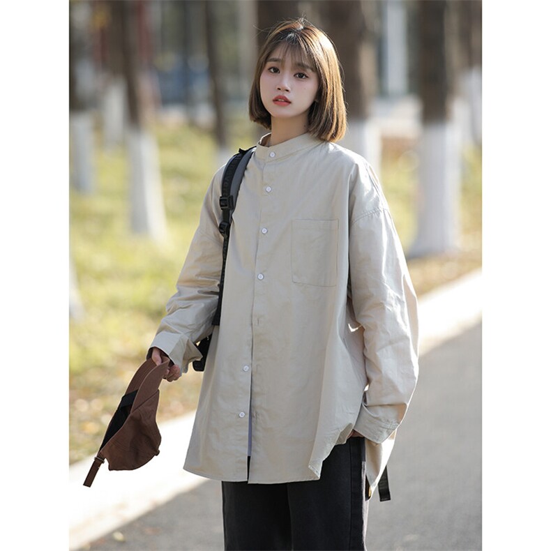 新款日系ins潮流纯色宽松百搭男女衬衣情侣外套潮CS04P45，女装衬衫，星座710