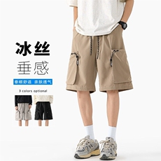 特批P25无差价夏季冰感冰丝拼接大口袋百搭宽松五分短裤男DK5810，男装休闲裤，电商A001