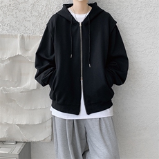 cleanfit重磅连帽卫衣男美式高街假两件开衫短款垫肩外套KS003P68，女装短外套，电商B312