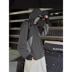 美式复古深灰色活片裁剪upf50防晒衣男款夏季cleanfit连帽防晒服，男装夹克，星座506A