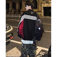 美式复古条纹拼接polo领卫衣男女刺绣潮牌宽松休闲长袖外套上衣潮，男装卫衣，星座506A