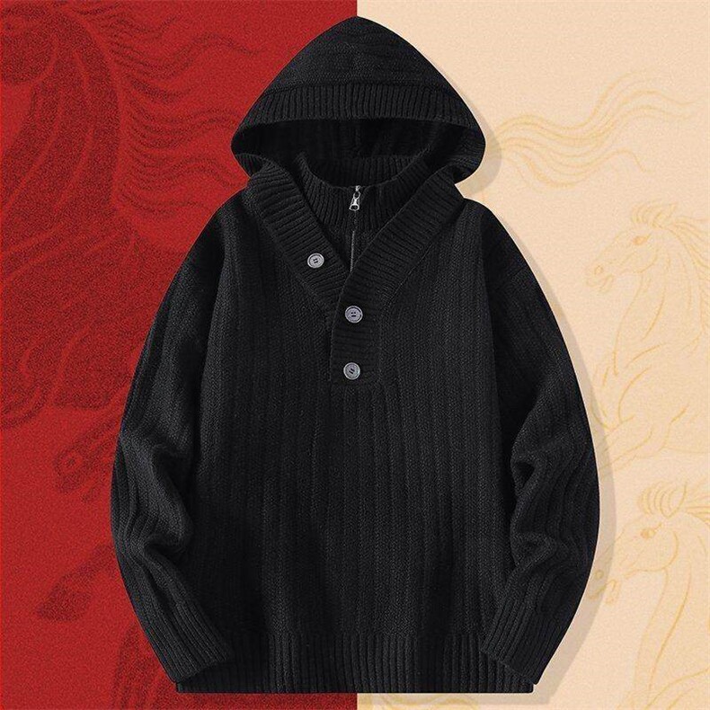 250930-TP65新年战袍情侣装秋冬季搭毛衣红色本命马年衣服拜年服,男装针织衫/毛衣,电商D310B