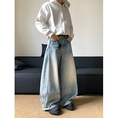 美式高街牛仔裤男女韩版潮流渐变色帅2025秋季ins长裤RK3151-P56，男装牛仔裤，星座412-3