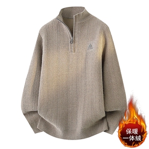 1018-1-M649-P50男士时尚帅气秋冬季新款休闲一体绒针织毛衣男