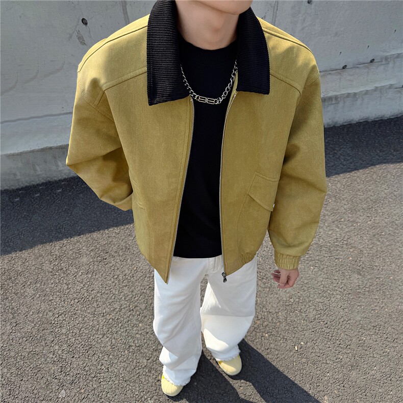 秋冬男士皮衣拼接翻领潮流机车夹克情侣机能外套GS60055,男装皮衣,星座1206（原A206）