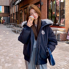 大毛领连帽棉衣外套女装秋季加厚保暖派克服短款显瘦面包棉服棉袄，男装棉衣，星座218-8