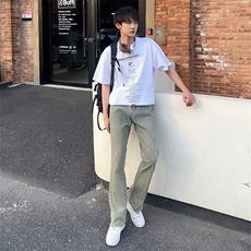 潮高街裤子潮ins拉链直筒裤修身牛仔裤男裤脚NZ789，男装牛仔裤，星座1116A-1（原606A）