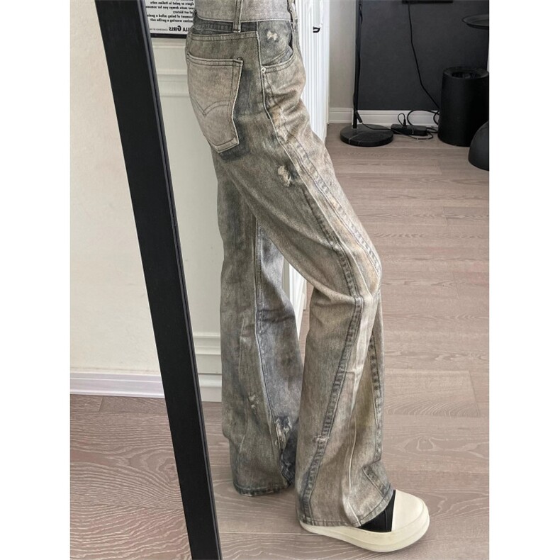 美式高街cleanfit数码印花脏染微喇水洗牛仔裤显瘦修身N1169-P57,男装牛仔裤,星座308B-2