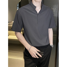 男士短袖t恤男款立领polo衫夏季美式日系冰丝抗皱半袖衣服P06，男装T恤，星座1116A-2（原606A-1）