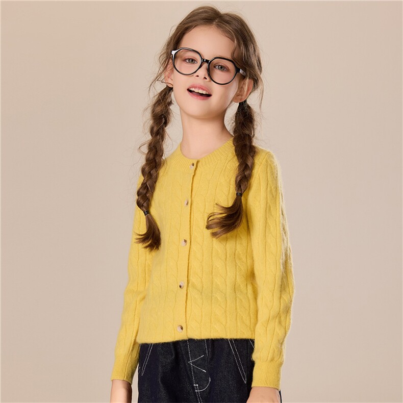 2025新款时尚百搭通勤简约儿童羊绒衫12针全身扭花开衫儿童毛衣，童装儿童羊绒衫，跳跳羊儿童羊绒衫