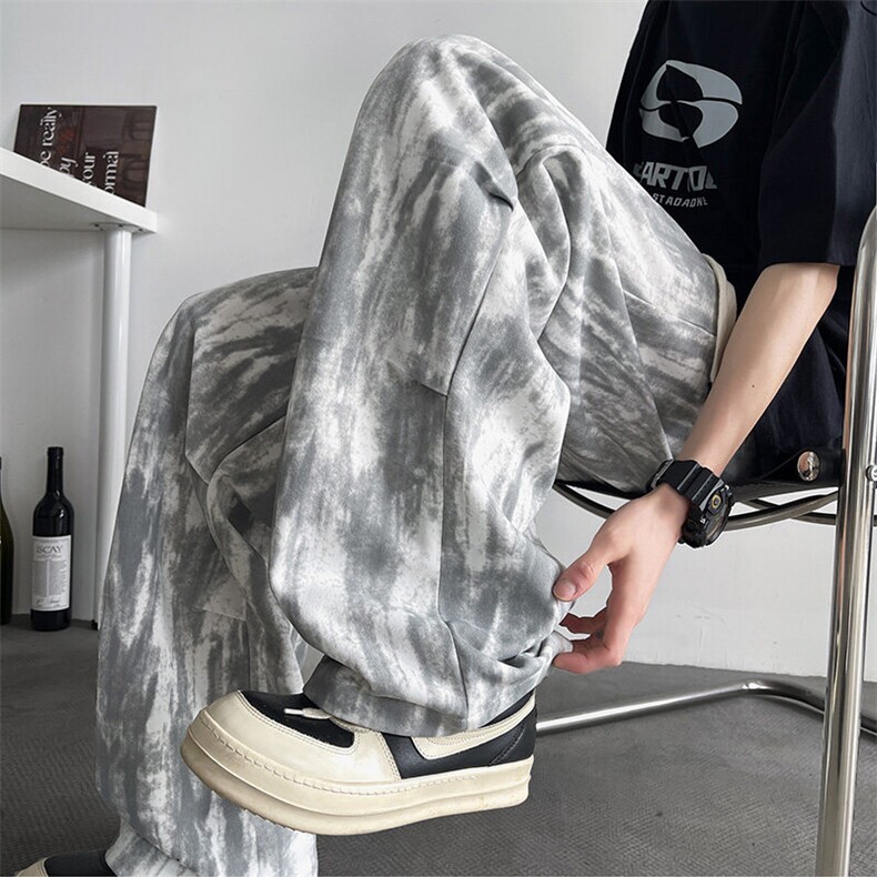 K216/特P40新品扎染工装休闲裤男女美式高街痞帅直筒裤泼墨长裤子,男装休闲裤,电商基地A050
