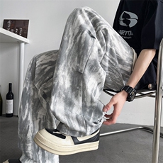 K216/特P40新品扎染工装休闲裤男女美式高街痞帅直筒裤泼墨长裤子，男装休闲裤，电商基地A050