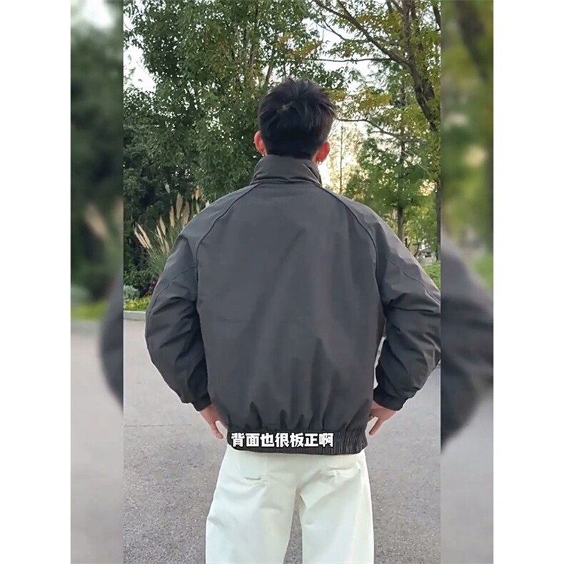 现货美式高街休闲夹克冬季三防立领纯色户外工装加厚棉服外套,男装夹克,电商A486