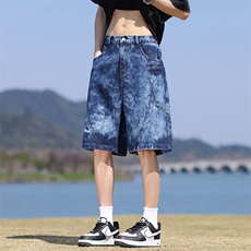 GENIOLAMODE冰丝薄款牛仔短裤男士2025新款夏季美式直筒五分中裤，男装牛仔裤，星座109