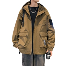 春季新款男士连帽冲锋衣外套款美式休闲工装大口袋夹克JK181-P88，男装夹克，星座308B-2