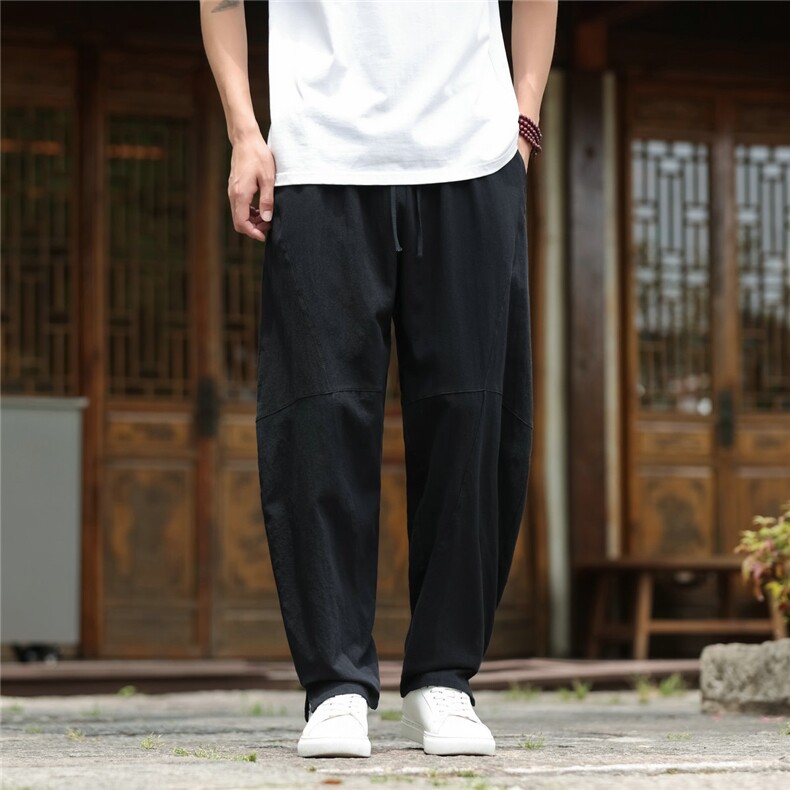 2026夏装新款汉服唐装风冰丝棉麻休闲裤A057-K381-P45，男装民族服装，电商A057B