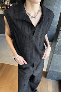 8XL-M 夏竖条纹纯棉背心男韩版宽松坎肩休闲运动午休T恤肌理DX333图片