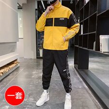春季新款运动套装男休闲裤外套立领夹克两件套CYTZ16，男装套装，电商A128