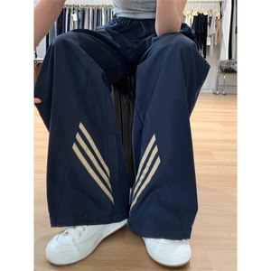 美式机能夏季薄款条纹软壳冲锋裤男款高街vibe风运动微喇冰丝裤子图片