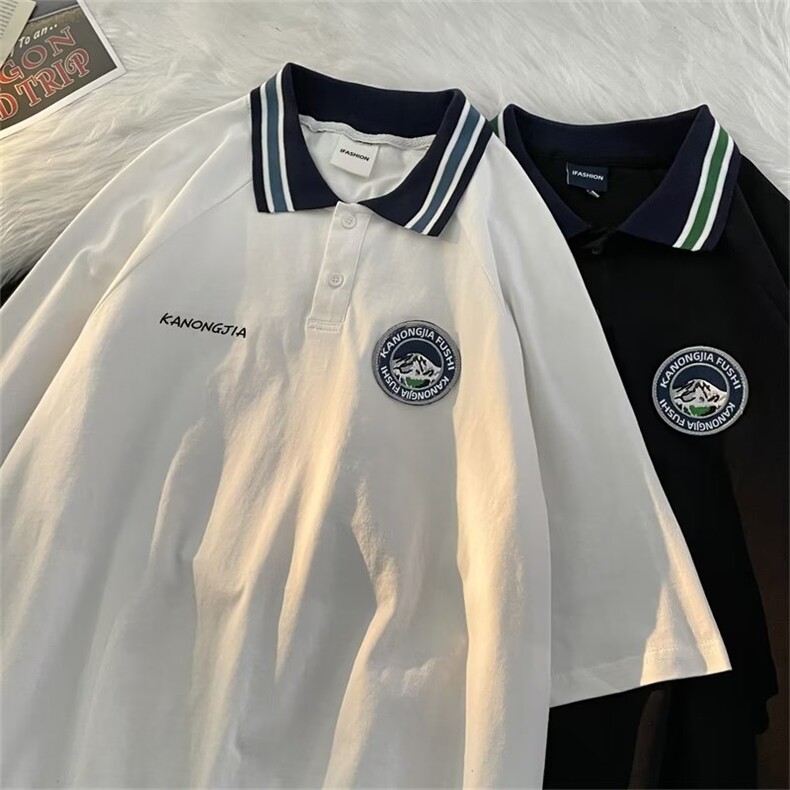 翻领短袖T恤男简约百搭休闲打底五分袖POLO衫AT10P30，男装Polo衫，星座1116-2